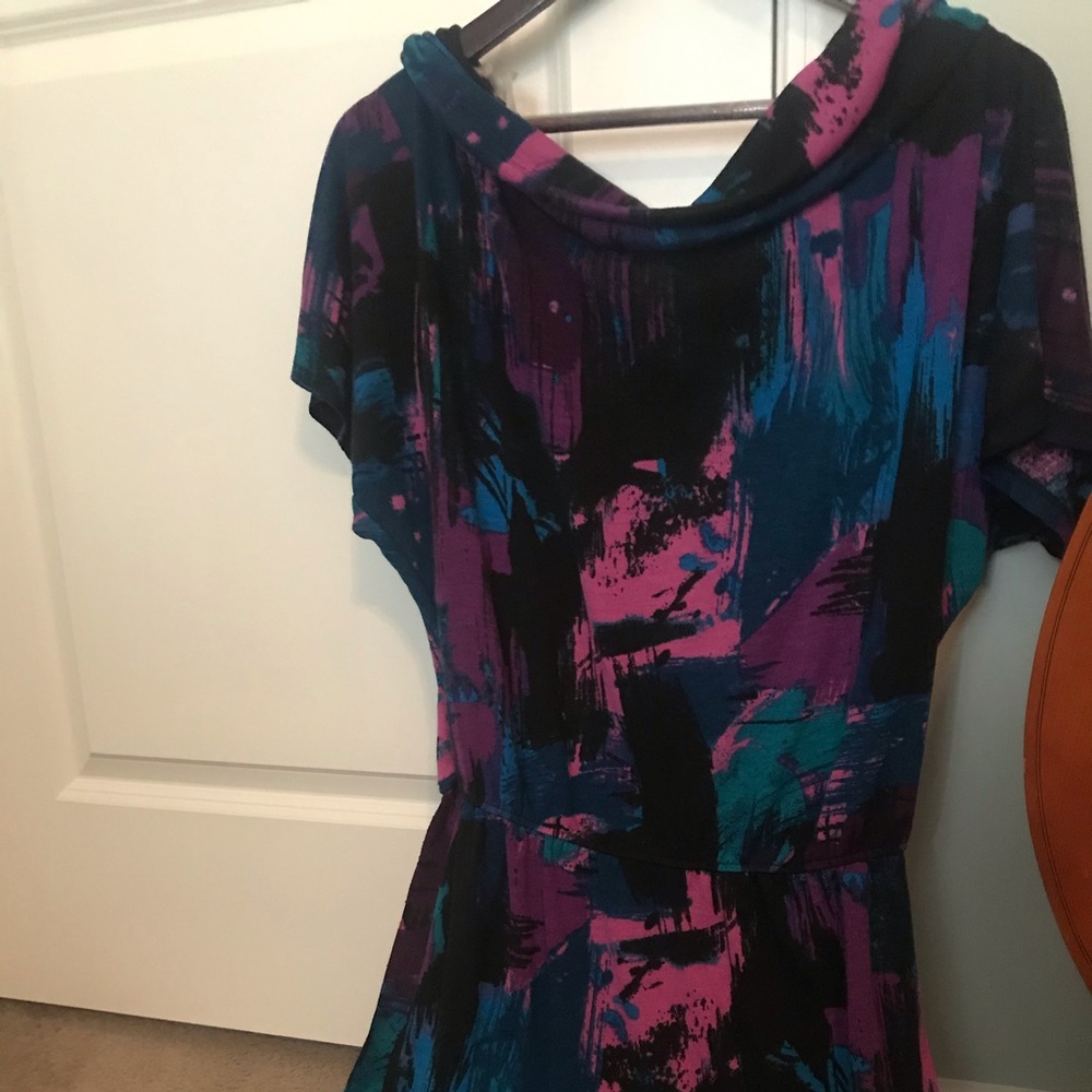 Multi-Color Splatter Paint Sweater Dress with pockets